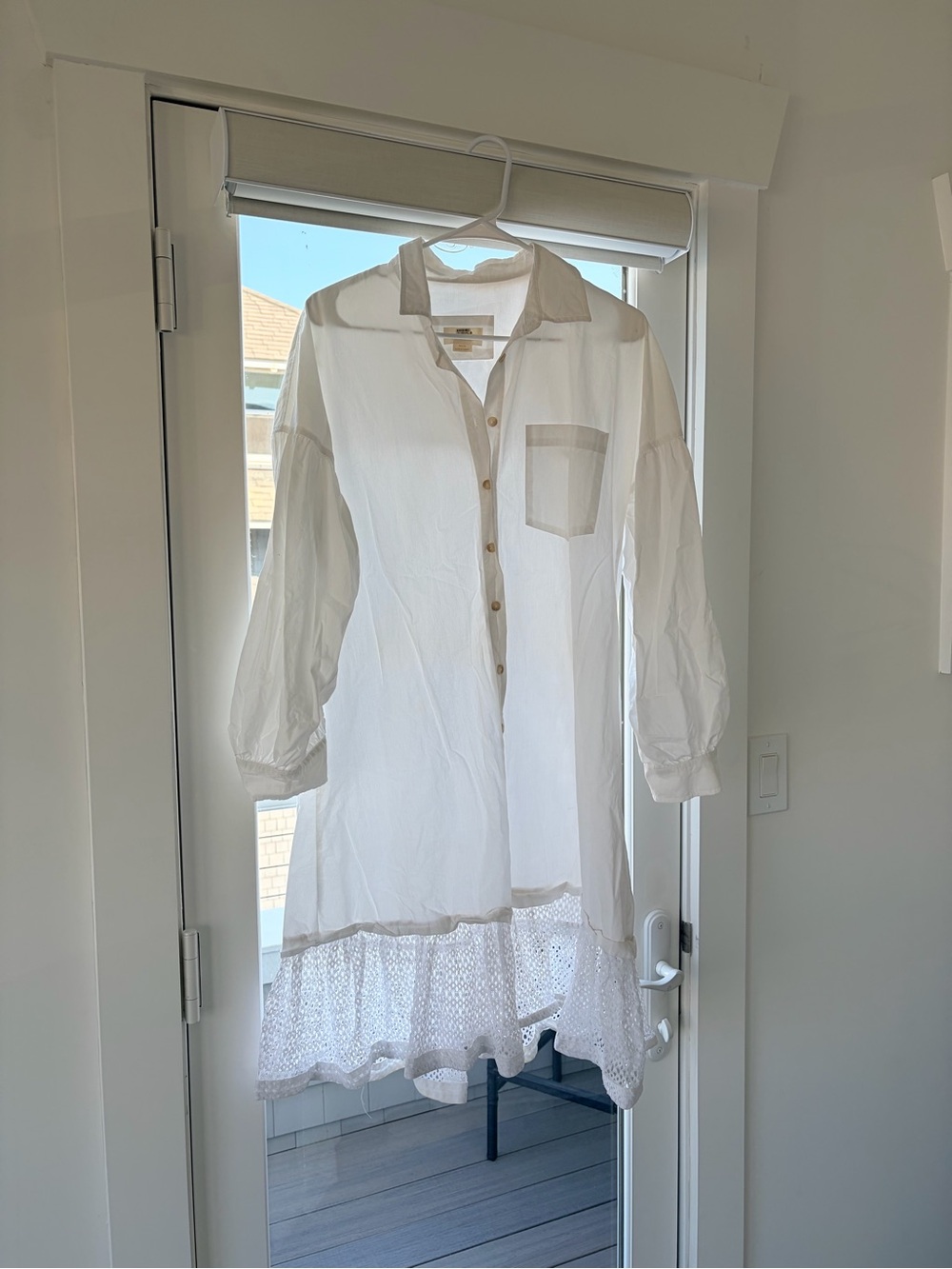 Anthropologie White Cotton Button-Front Midi Dress